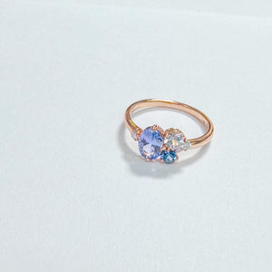 14K Tanzanite Sapphire Diamond Ring