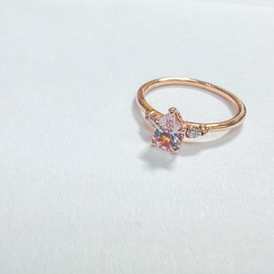 14K Pear Morganite Ring with Diamond Ring