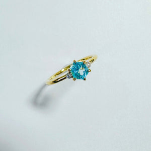 14K Hexagon Blue Apatite with Diamond Ring