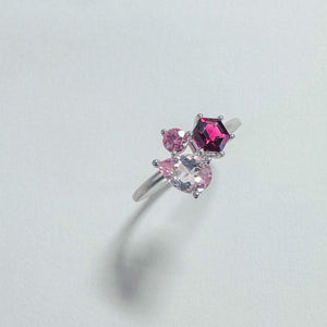 14K Pink Morganite Red Spinel & Pink Sapphire Ring