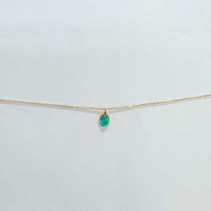 18KY Tiny Oval Emerald Necklace