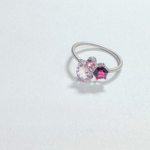 14K Pink Morganite Red Spinel & Pink Sapphire Ring