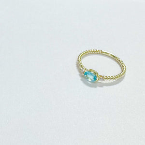 14K Blue Apatite with Diamond Ring