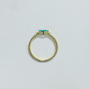 14K Blue Apatite with Diamond Ring