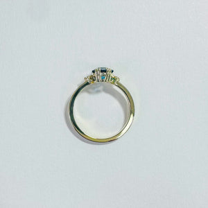 14K Hexagon London Topaz Diamond Ring