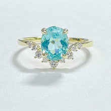 Load image into Gallery viewer, 14K Oval Blue Apatite with Diamond Ring
