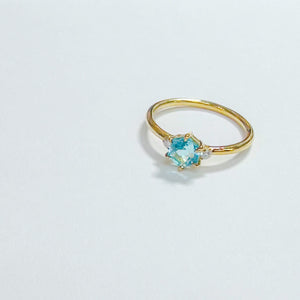 14K Hexagon Blue Apatite with Diamond Ring