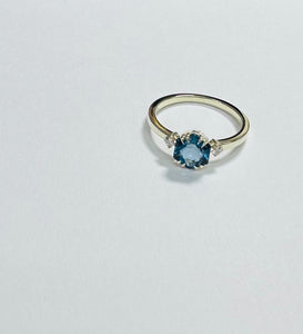 14K Hexagon London Topaz Diamond Ring