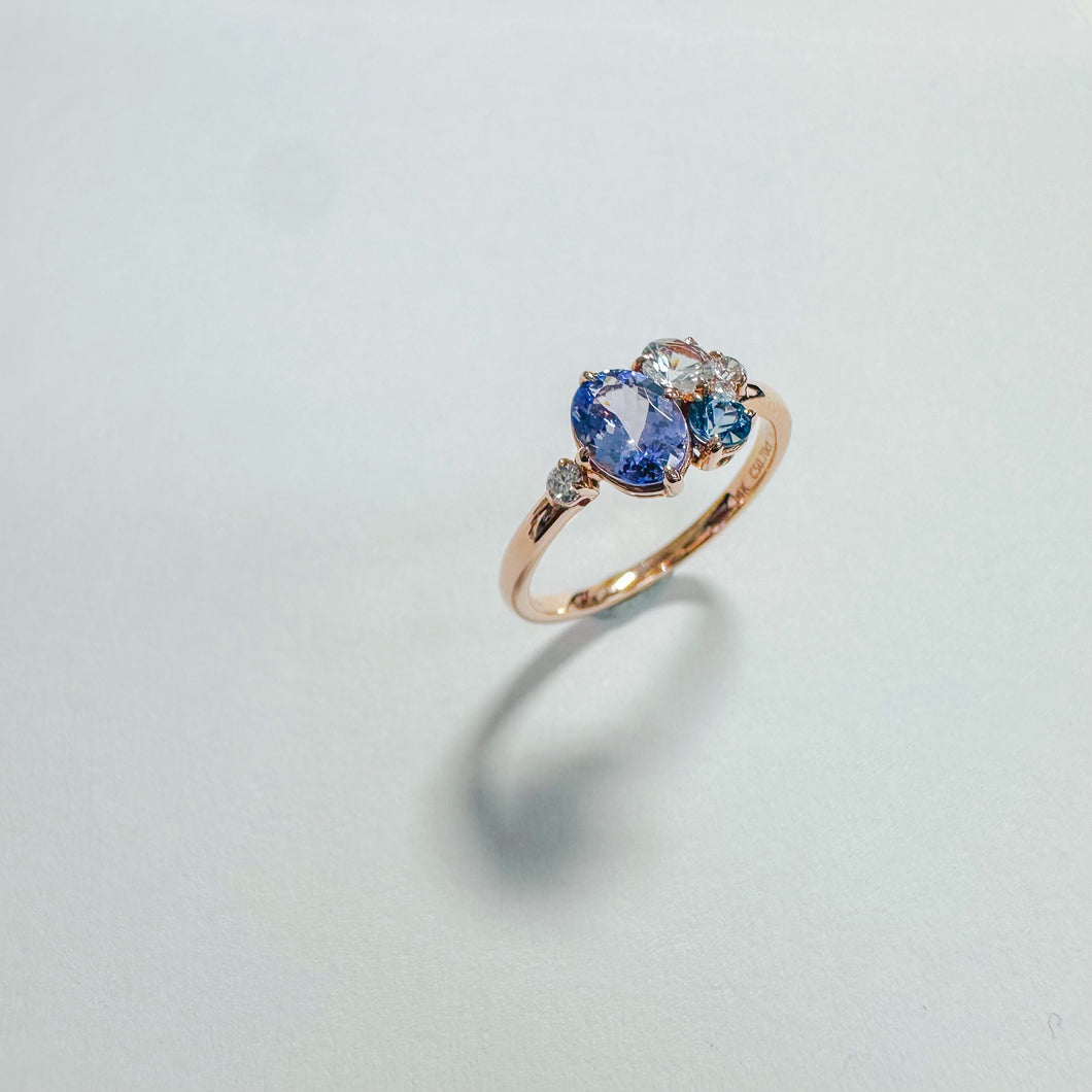 14K Tanzanite Sapphire Diamond Ring