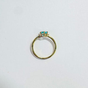 14K Hexagon Blue Apatite with Diamond Ring