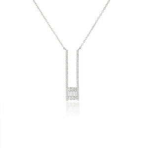 Vertical Baguette Cluster Necklace