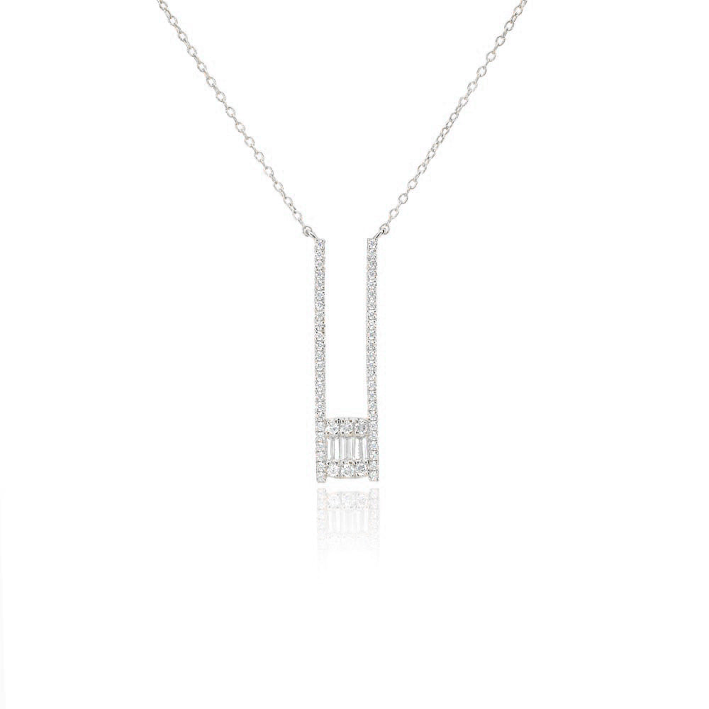 Vertical Baguette Cluster Necklace