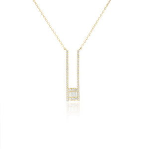 Vertical Baguette Cluster Necklace